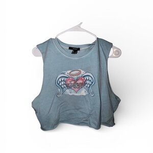 Forever 21 Blue Angel Wings Crop Top